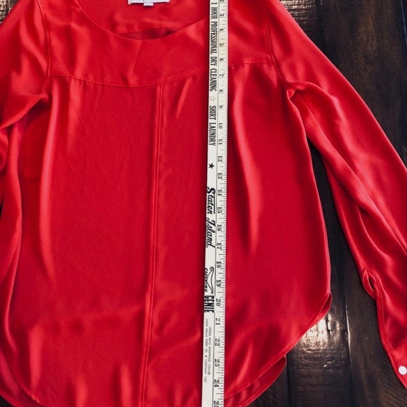Ann Taylor Loft women size XS long sleeve red blouse top - Picture 8 of 13